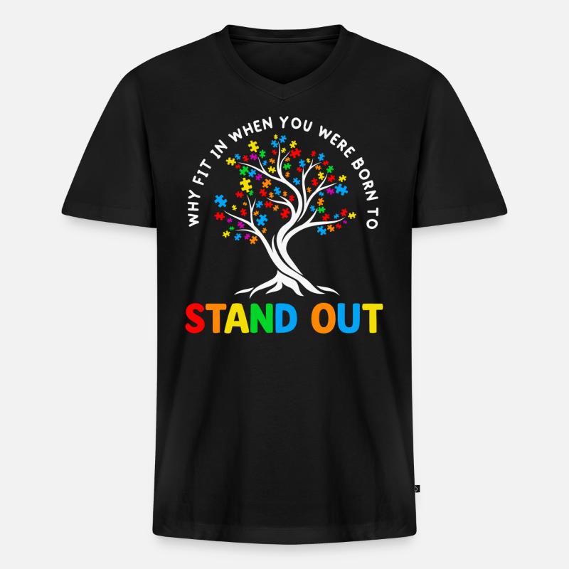 Autismus - Männer Premium Bio T-Shirt mit V-Ausschnitt - Schwarz
