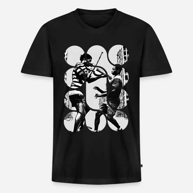 Dynamische urbane Symphonie - Männer Premium Bio T-Shirt mit V-Ausschnitt - Schwarz