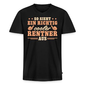 Rentner Mann Renteneintritt Geschenk - Männer Premium Bio T-Shirt mit V-Ausschnitt - Schwarz - Vorne - Nico (187cm)