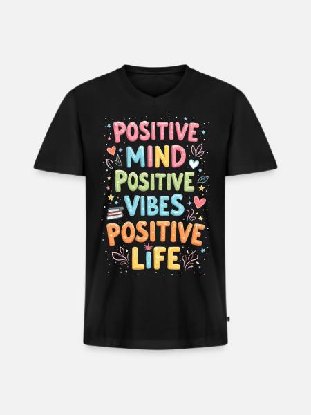 Positivity - Men's Premium Organic T-shirt with V-neck - black