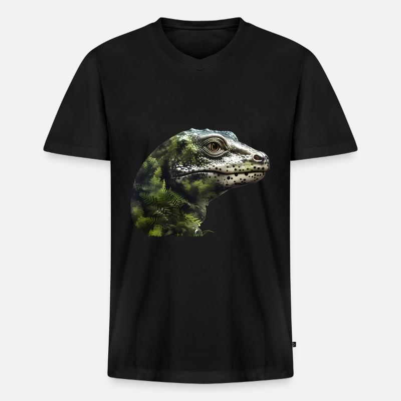 Salamander - Männer Premium Bio T-Shirt mit V-Ausschnitt - Schwarz