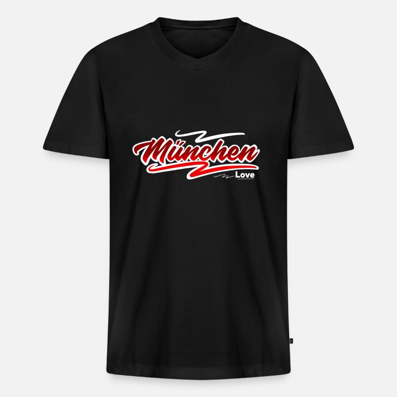 München - Männer Premium Bio T-Shirt mit V-Ausschnitt - Schwarz