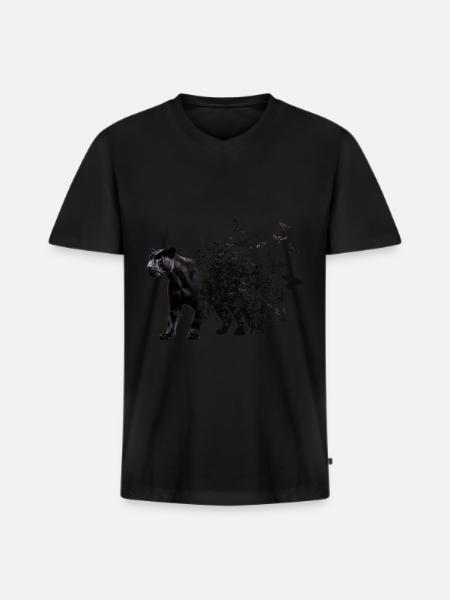Panthère - T-shirt encolure en V Premium bio Homme - noir