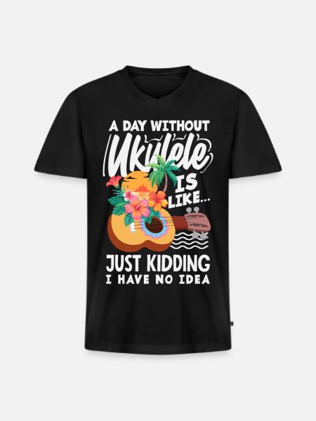 Funny Ukulele Designs and Sayings - Men's Premium Organic T-shirt with V-neck - black