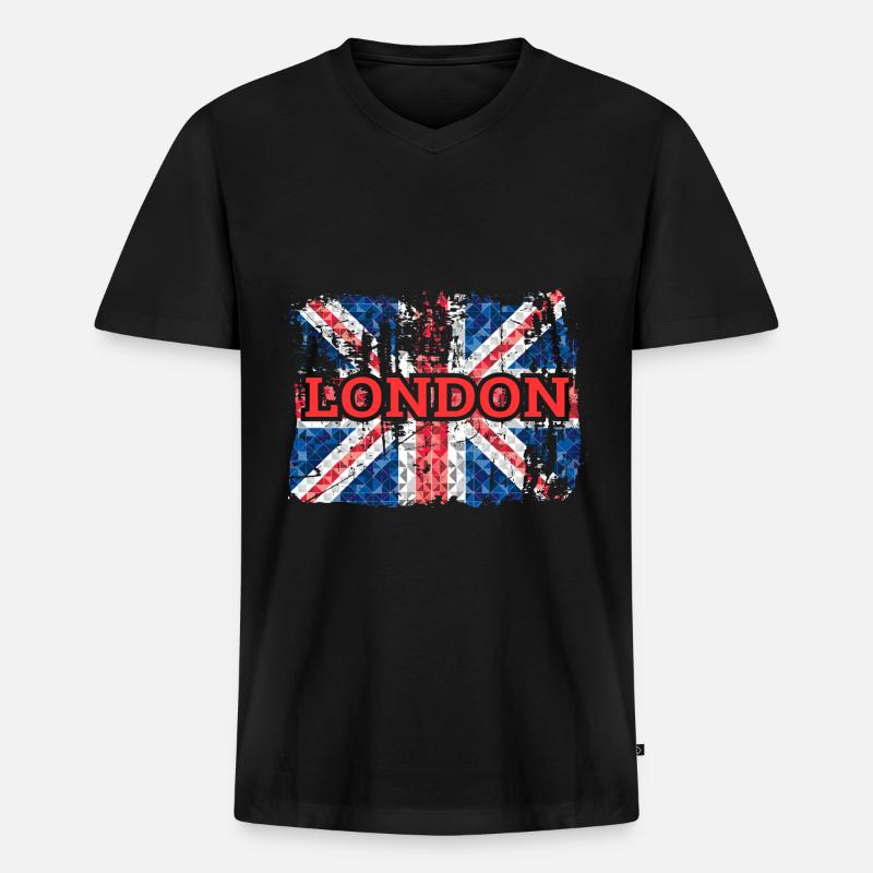 London - Männer Premium Bio T-Shirt mit V-Ausschnitt - Schwarz
