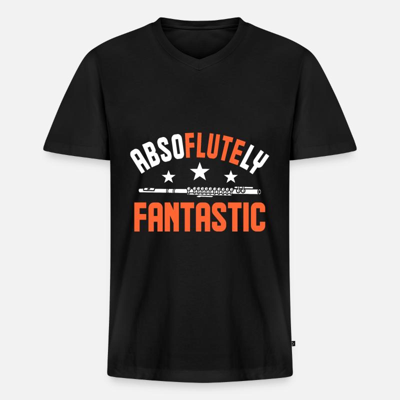 Querflöte Seitengeblasene Flöte - Männer Premium Bio T-Shirt mit V-Ausschnitt - Schwarz