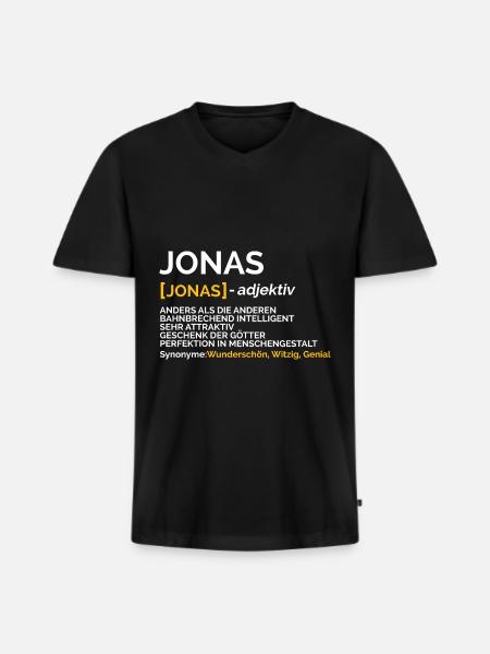 Jonas - Männer Premium Bio T-Shirt mit V-Ausschnitt - Schwarz
