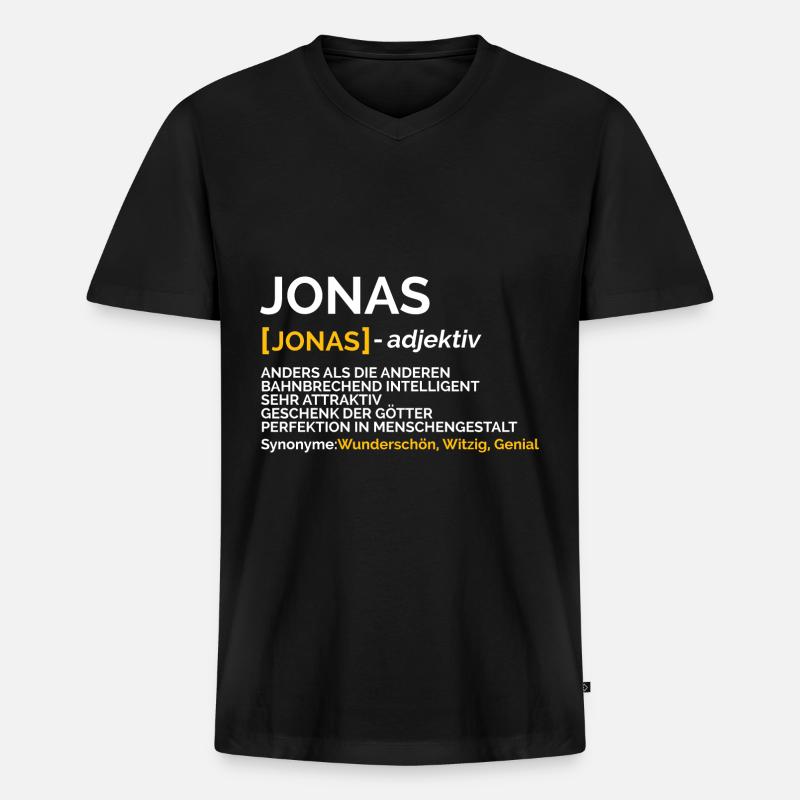 Jonas - Männer Premium Bio T-Shirt mit V-Ausschnitt - Schwarz