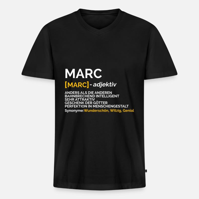 Marc - Männer Premium Bio T-Shirt mit V-Ausschnitt - Schwarz