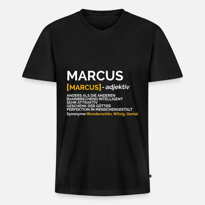 Marcus - Männer Premium Bio T-Shirt mit V-Ausschnitt - Schwarz