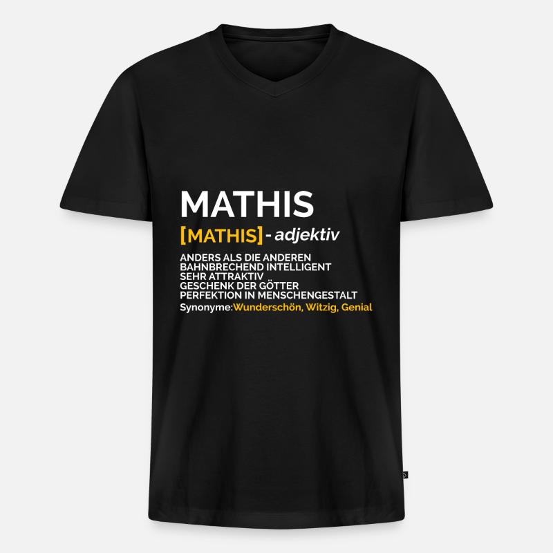 Mathis - Männer Premium Bio T-Shirt mit V-Ausschnitt - Schwarz