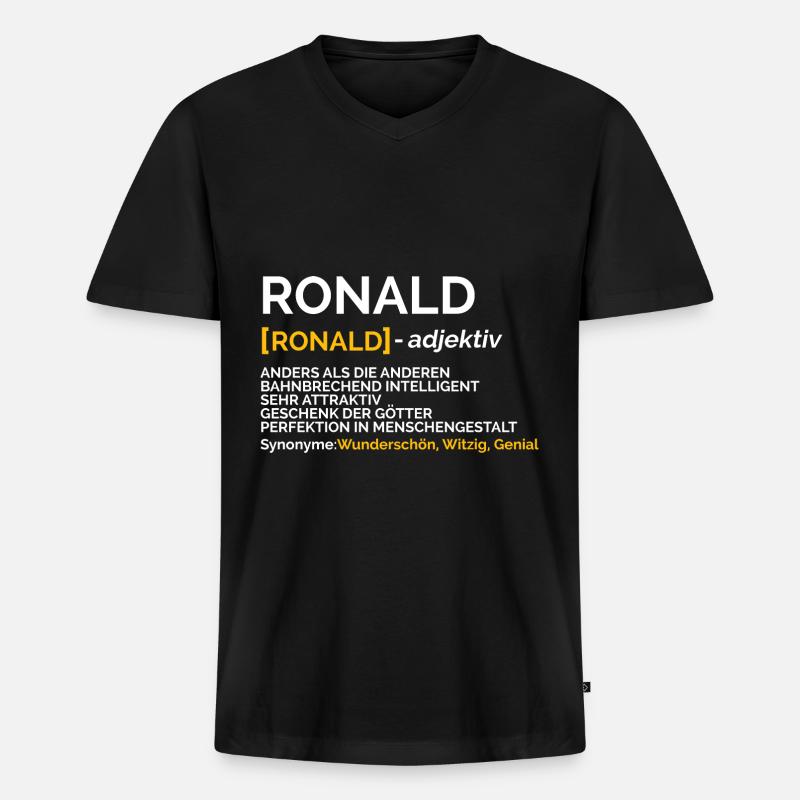 Ronald - Männer Premium Bio T-Shirt mit V-Ausschnitt - Schwarz