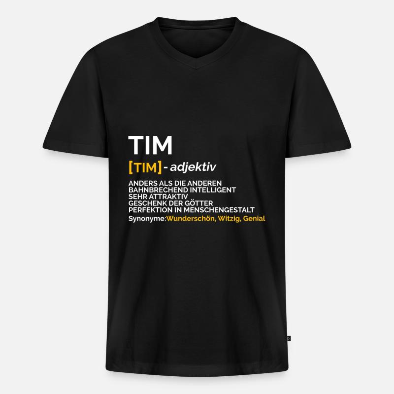 Tim - Männer Premium Bio T-Shirt mit V-Ausschnitt - Schwarz