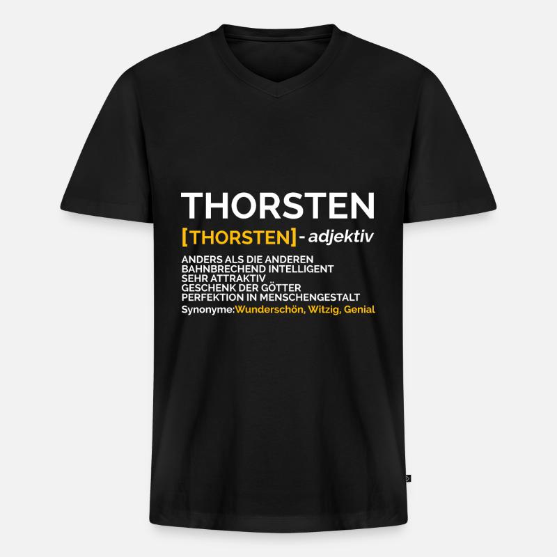 Thorsten - Männer Premium Bio T-Shirt mit V-Ausschnitt - Schwarz