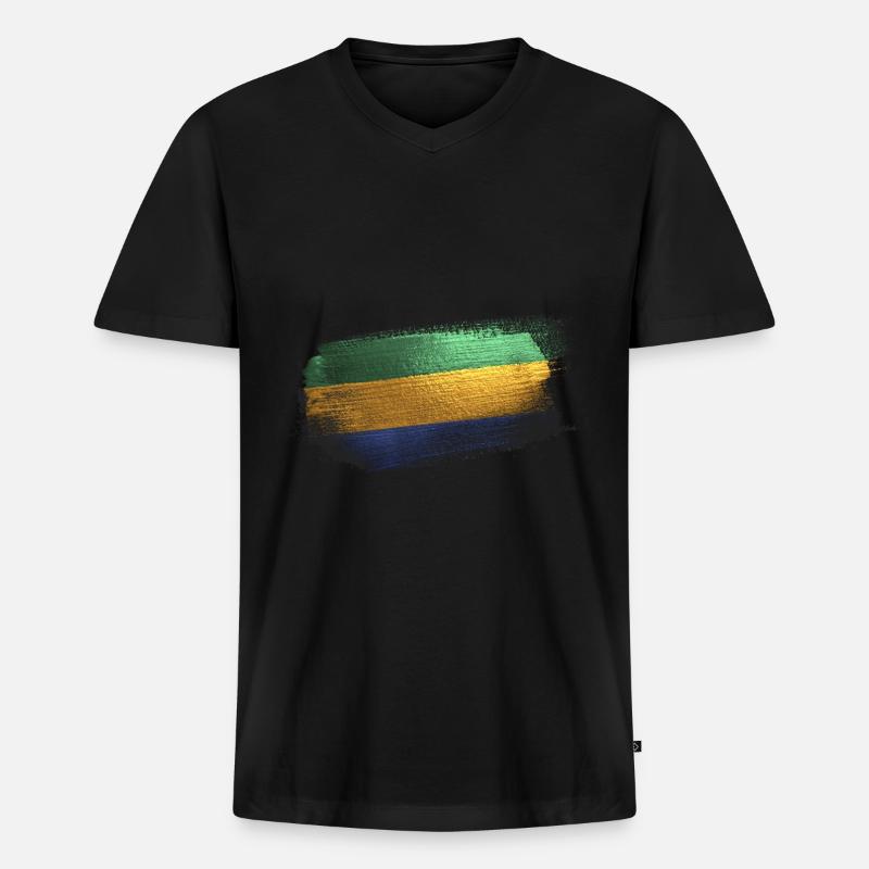 Gabun - Männer Premium Bio T-Shirt mit V-Ausschnitt - Schwarz
