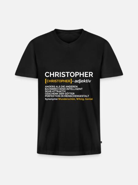 Christopher - Männer Premium Bio T-Shirt mit V-Ausschnitt - Schwarz