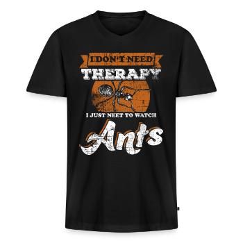 Watching ants - Men's Premium Organic T-shirt with V-neck - black - Front - Nico (187cm)