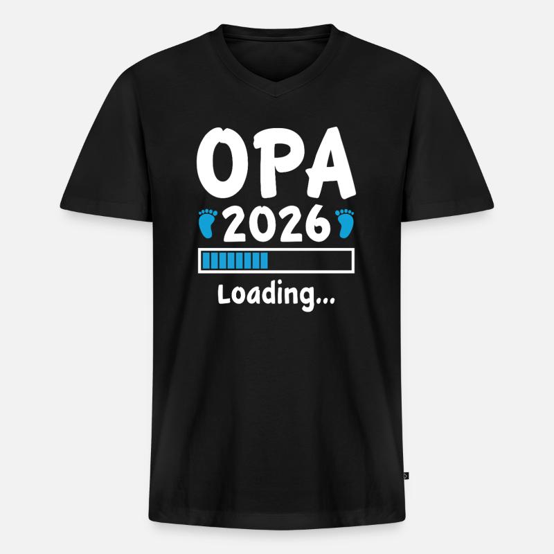 Opa 2026 Loading - Männer Premium Bio T-Shirt mit V-Ausschnitt - Schwarz