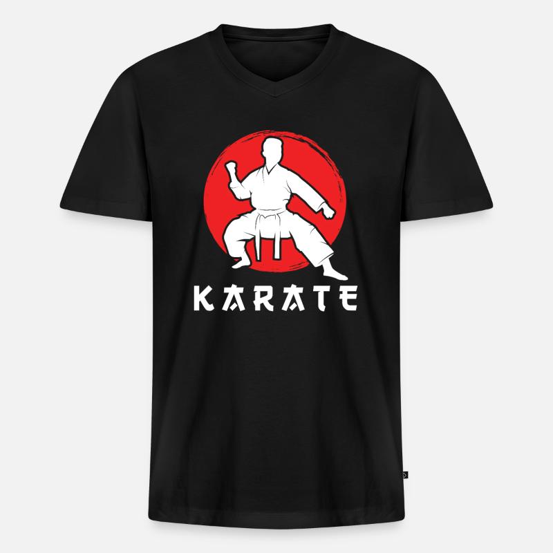 karate - Männer Premium Bio T-Shirt mit V-Ausschnitt - Schwarz
