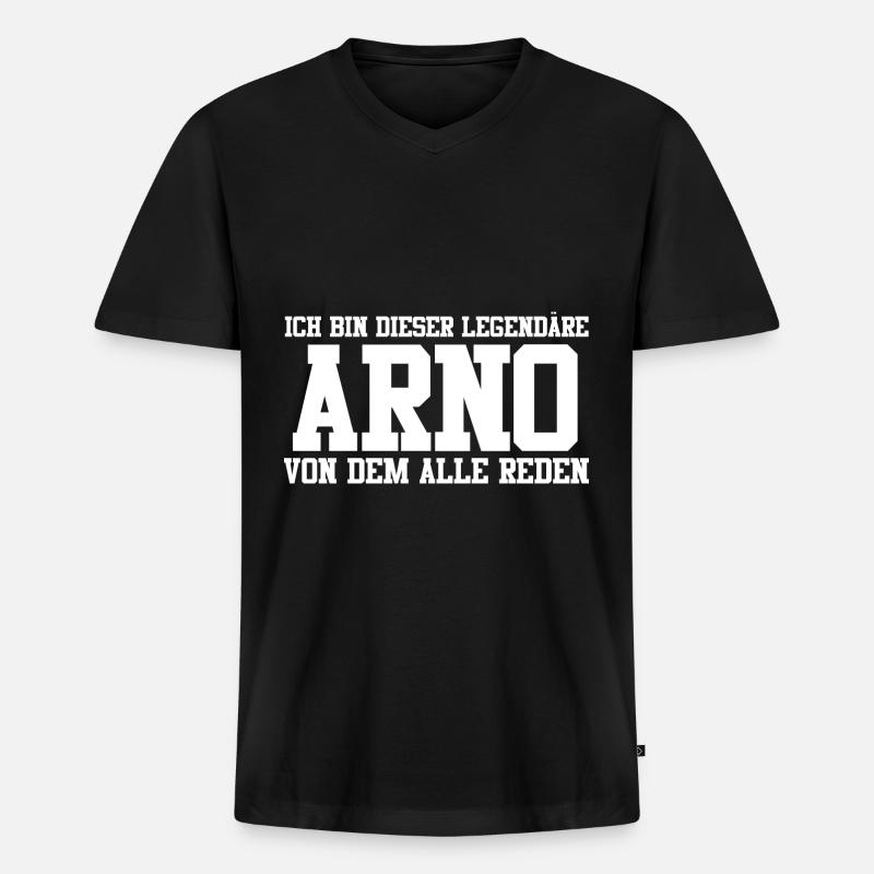 Arno Name Design - Männer Premium Bio T-Shirt mit V-Ausschnitt - Schwarz