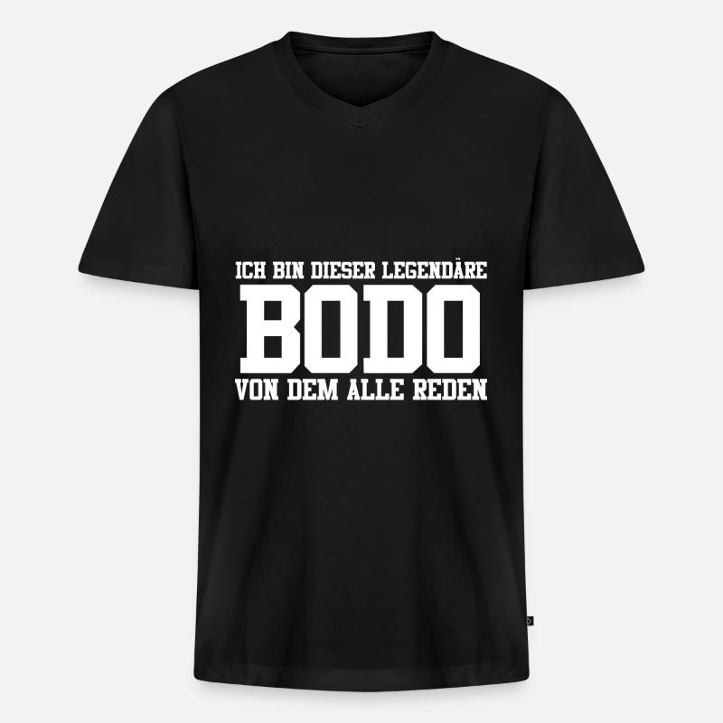 Bodo Name Design - Männer Premium Bio T-Shirt mit V-Ausschnitt - Schwarz
