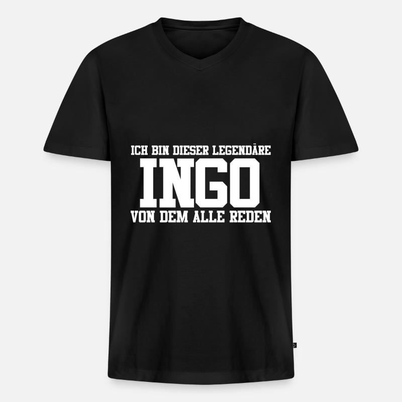 Ingo Name Design - Männer Premium Bio T-Shirt mit V-Ausschnitt - Schwarz