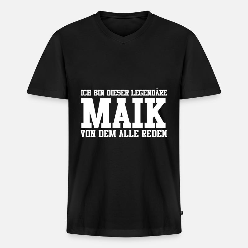Maik Name Design - Männer Premium Bio T-Shirt mit V-Ausschnitt - Schwarz