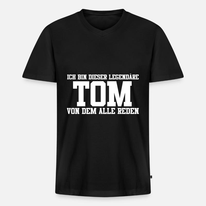 Tom Name Design - Männer Premium Bio T-Shirt mit V-Ausschnitt - Schwarz