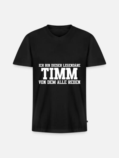 Timm Name Design - Männer Premium Bio T-Shirt mit V-Ausschnitt - Schwarz