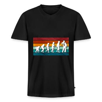Accordéon Polka Musique Cadeau - T-shirt encolure en V Premium bio Homme - noir - Devant - Nico (187cm)