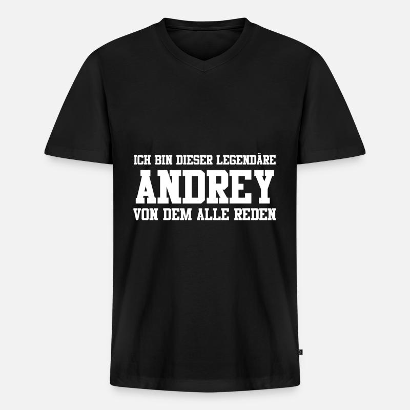 Andrey Name Design - Männer Premium Bio T-Shirt mit V-Ausschnitt - Schwarz