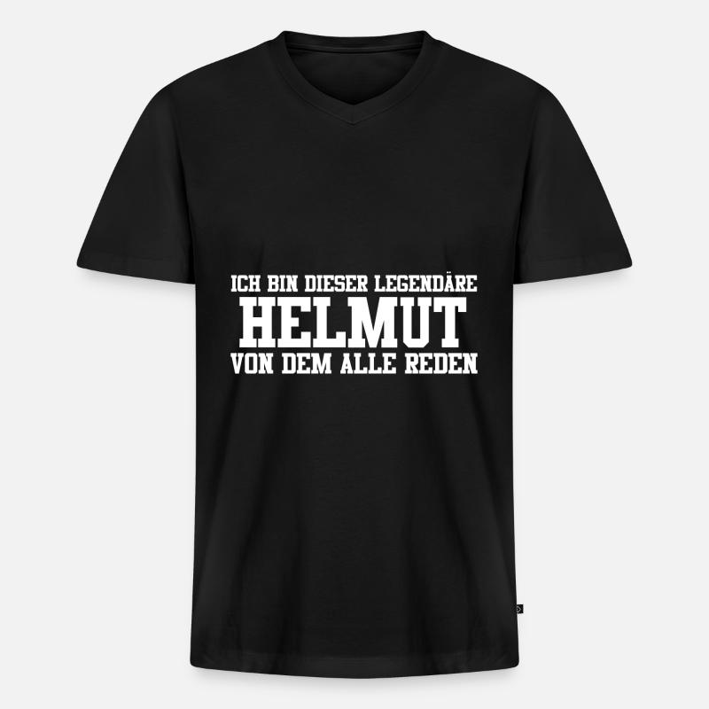 Helmut Name Design - Männer Premium Bio T-Shirt mit V-Ausschnitt - Schwarz