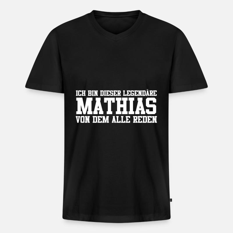 Mathias Name Design - Männer Premium Bio T-Shirt mit V-Ausschnitt - Schwarz