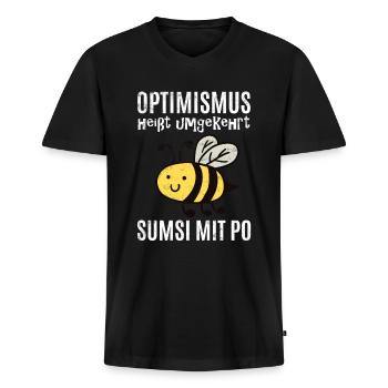 Lustiger Bienen Spruch - Männer Premium Bio T-Shirt mit V-Ausschnitt - Schwarz - Vorne - Nico (187cm)