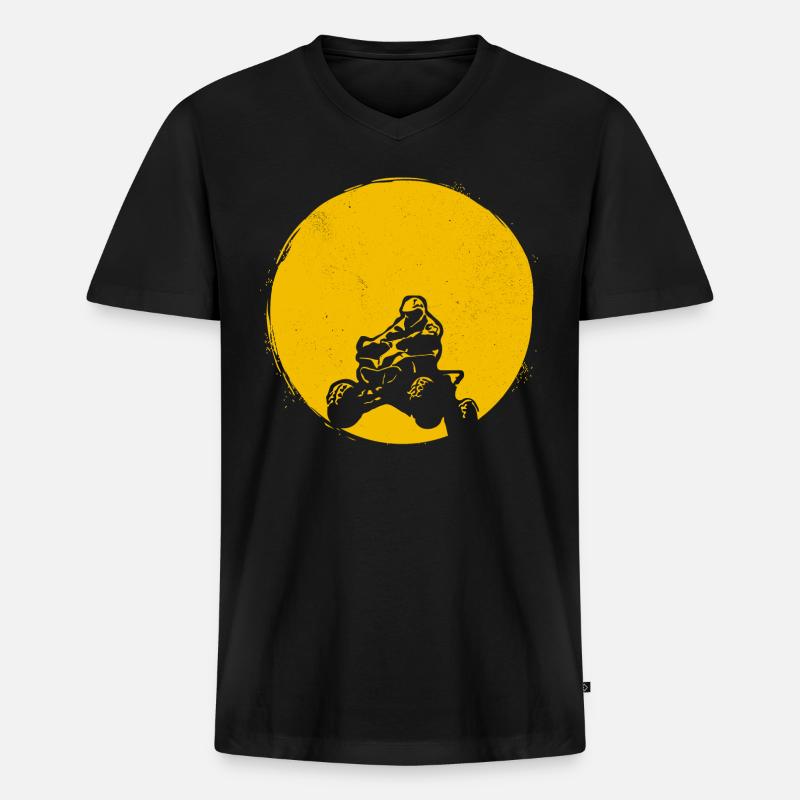 ATV Silhouette Quad Sonne Geschenk - Männer Premium Bio T-Shirt mit V-Ausschnitt - Schwarz