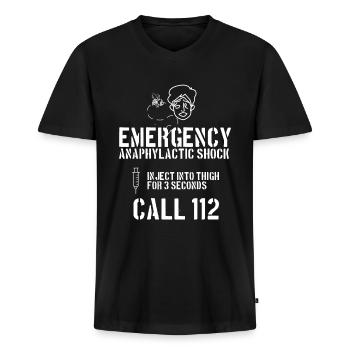 Notfall - Analphylaktischer Schock - Männer Premium Bio T-Shirt mit V-Ausschnitt - Schwarz - Vorne - Nico (187cm)