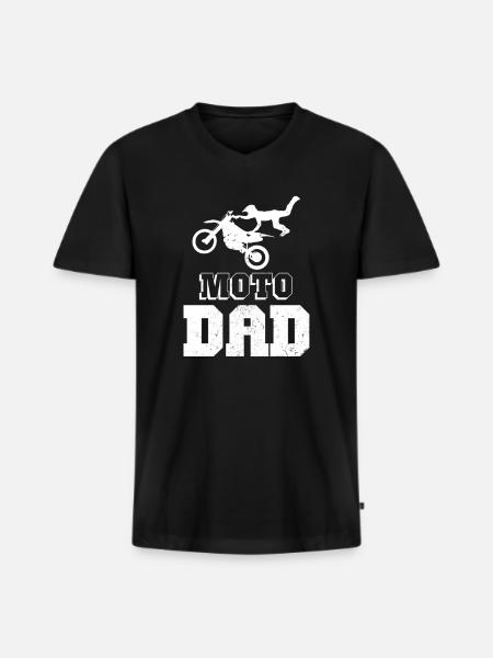 Moto Dad Dirt Bike Flying Gift - Premium økologisk T-shirt med V-hals til mænd - sort