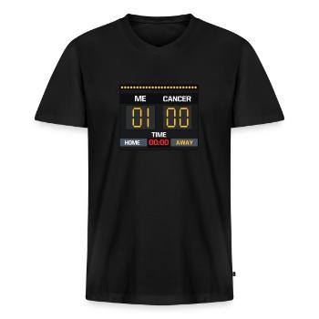 Me 1 Cancer 0 Board Cancer Awareness - Men's Premium Organic T-shirt with V-neck - black - Front - Nico (187cm)