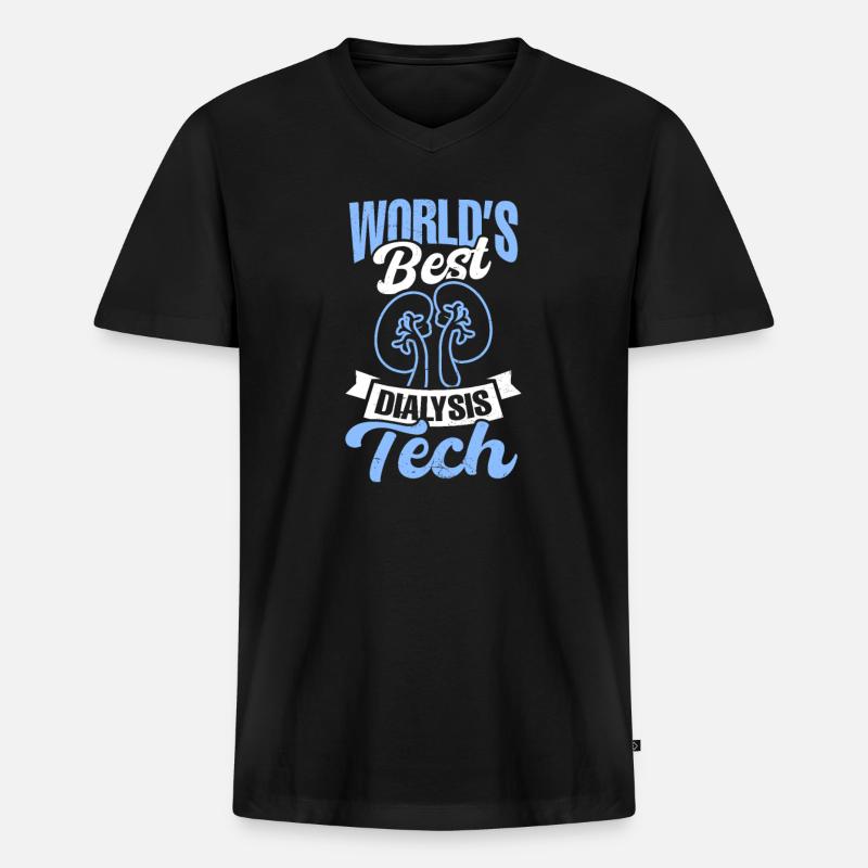 Dialyse Tech Welten Beste Dialysetechnik - Männer Premium Bio T-Shirt mit V-Ausschnitt - Schwarz