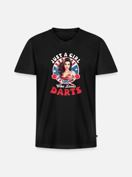 Dart Girl Loves Darts - Men's Premium Organic T-shirt with V-neck - black