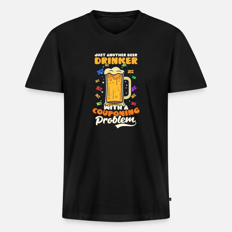 Couponer Biertrinker mit Couponing-Problem - Männer Premium Bio T-Shirt mit V-Ausschnitt - Schwarz