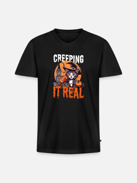 Football Halloween Creeping It Real - Men's Premium Organic T-shirt with V-neck - black