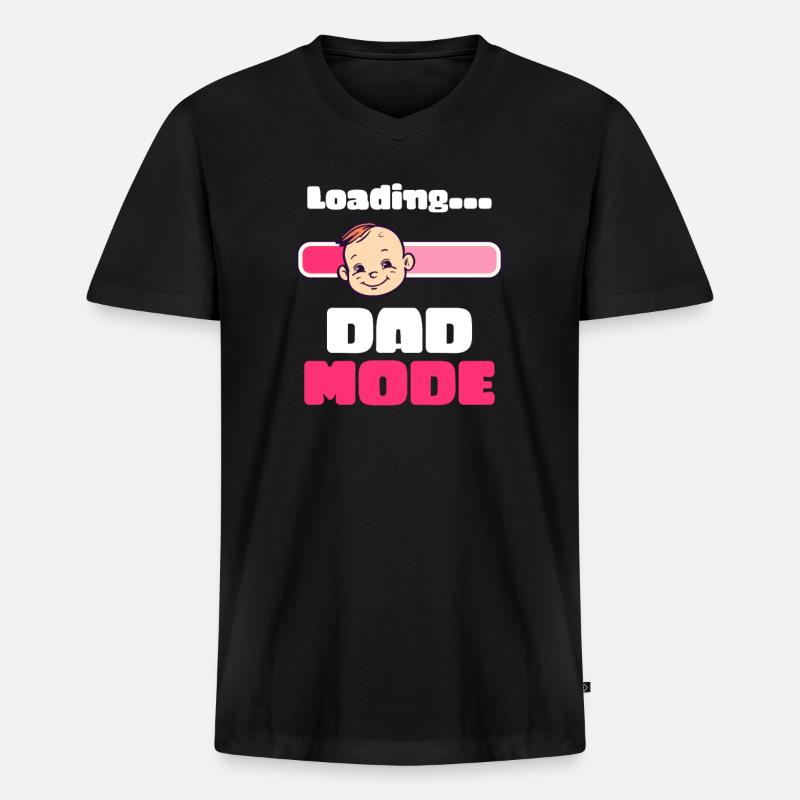 Future Dad lädt den Dad-Modus - Männer Premium Bio T-Shirt mit V-Ausschnitt - Schwarz