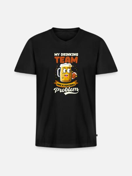 Fußballliebhaber Mein Team Fußballproblem - Männer Premium Bio T-Shirt mit V-Ausschnitt - Schwarz
