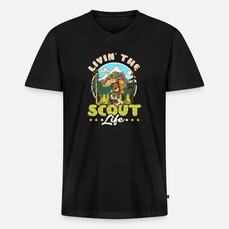 Pfadfinderleben - Männer Premium Bio T-Shirt mit V-Ausschnitt - Schwarz
