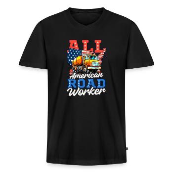 Straßenarbeiter Alle amerikanischen Straßenarbeiter - Männer Premium Bio T-Shirt mit V-Ausschnitt - Schwarz - Vorne - Nico (187cm)