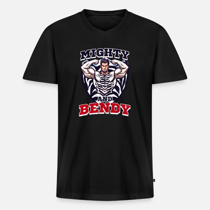 Ehlers Danlos Mighty & Bendy - Männer Premium Bio T-Shirt mit V-Ausschnitt - Schwarz