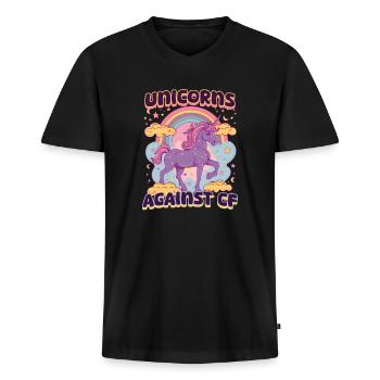 Mukoviszidose-Einhörner gegen Mukoviszidose - Männer Premium Bio T-Shirt mit V-Ausschnitt - Schwarz - Vorne - Nico (187cm)