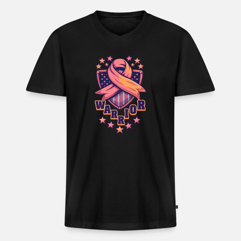 Gebärmutterkrebs-Krieger - Männer Premium Bio T-Shirt mit V-Ausschnitt - Schwarz