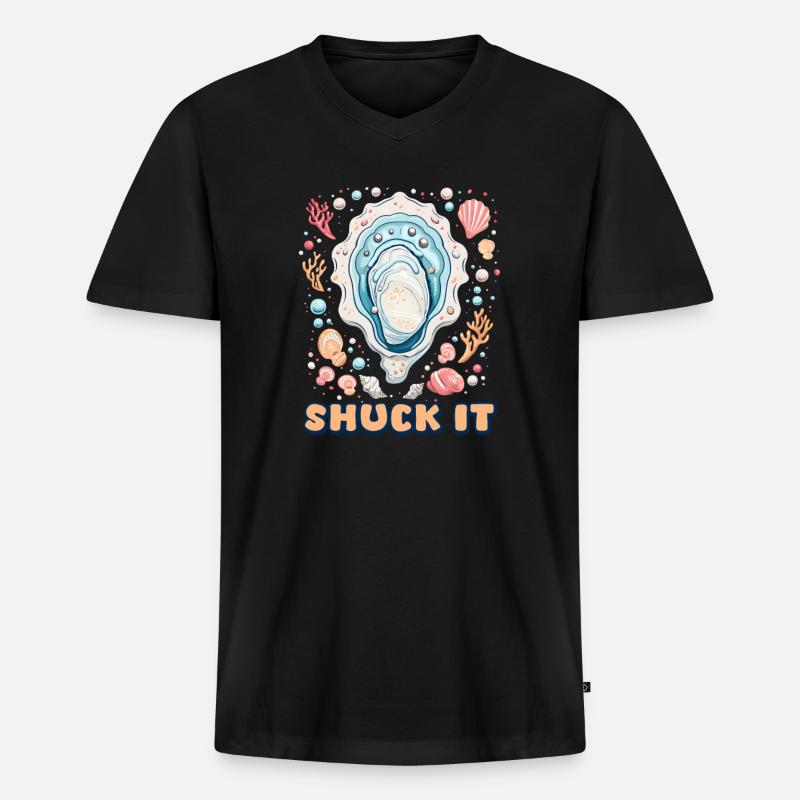 Austern-Shuck It - Männer Premium Bio T-Shirt mit V-Ausschnitt - Schwarz
